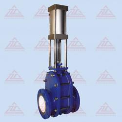 Pneumatic ceramic double-disc gate valve